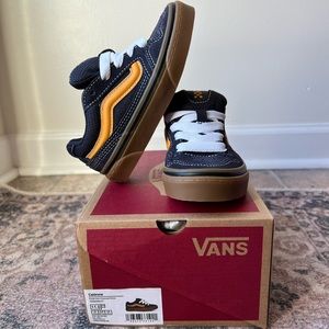 Youth/Toddler Boys Vans Caldrone Suede Gum Charcoal/Yellow Sneakers | New In Box
